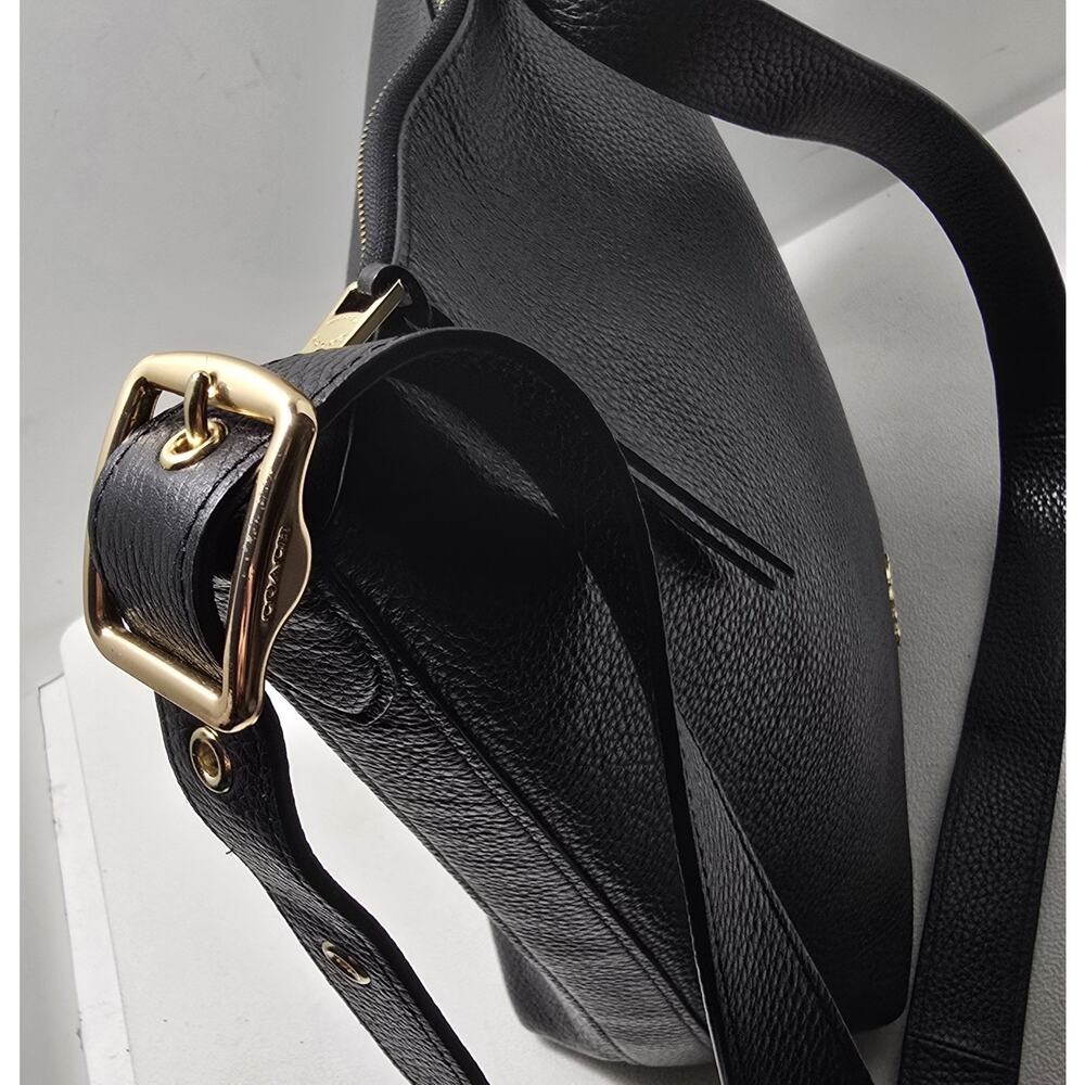 Coach Val Crossbody Shoulder Bag Duffle Black Soft Pebbled Leather Purse C2818 - Picture 4 of 16